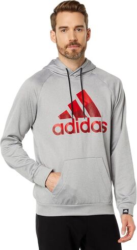 adidas Game & Go Big Logo Pullover Hoodie Scarlet/Dark Grey Heather Solid Grey MD in Saudi Arabia