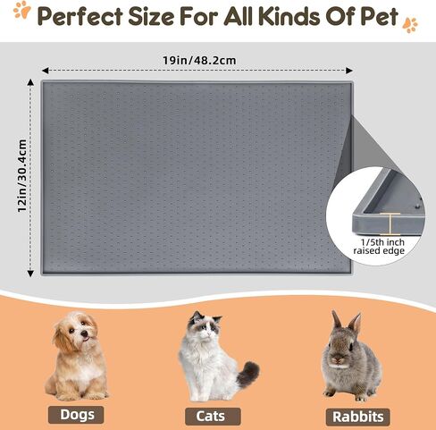 Dog Cat Pet Food Mat for Floor Dog Feeding Bowl Mat for Food and Water Raised Edges Dog Cat Mat for Food and Water Prevent Spill on Floor Waterproof Slip Rubber Mat for Dog Bowls in Saudi Arabia