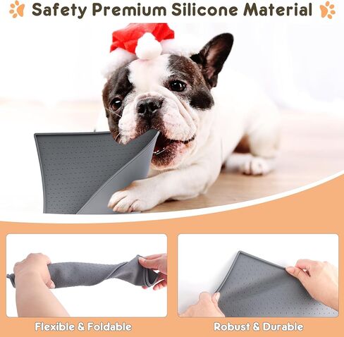 Dog Cat Pet Food Mat for Floor Dog Feeding Bowl Mat for Food and Water Raised Edges Dog Cat Mat for Food and Water Prevent Spill on Floor Waterproof Slip Rubber Mat for Dog Bowls in Saudi Arabia