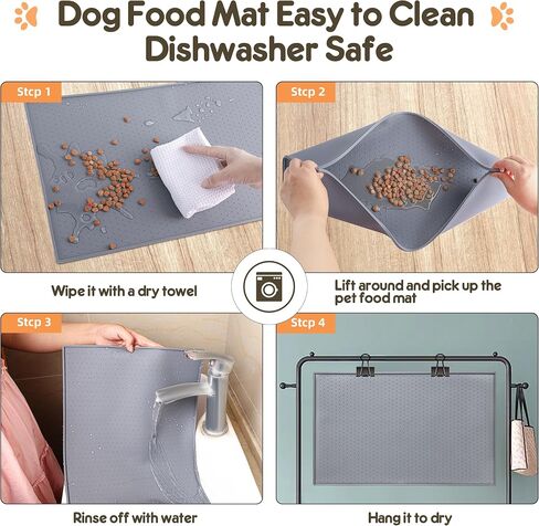 Dog Cat Pet Food Mat for Floor Dog Feeding Bowl Mat for Food and Water Raised Edges Dog Cat Mat for Food and Water Prevent Spill on Floor Waterproof Slip Rubber Mat for Dog Bowls in Saudi Arabia