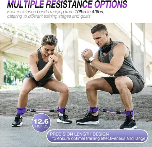 Ankle Resistance Bands with Cuffs,Exercise Bands for Working Out,Ankle Strap with 4PCS Resistance Band for Butt Lift Women,at Home Workout Equipment for Kickbacks Hip Fitness Training in Saudi Arabia