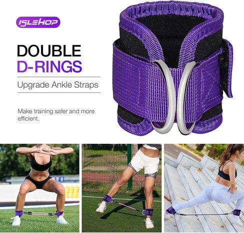 Ankle Resistance Bands with Cuffs,Exercise Bands for Working Out,Ankle Strap with 4PCS Resistance Band for Butt Lift Women,at Home Workout Equipment for Kickbacks Hip Fitness Training in Saudi Arabia