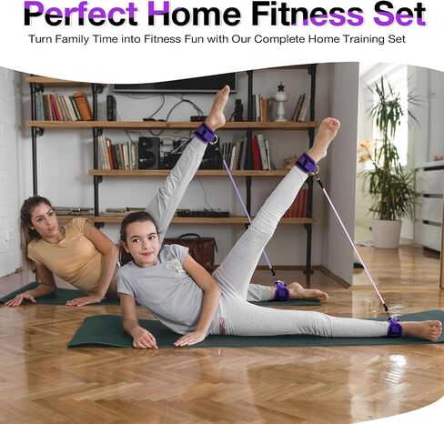 Ankle Resistance Bands with Cuffs,Exercise Bands for Working Out,Ankle Strap with 4PCS Resistance Band for Butt Lift Women,at Home Workout Equipment for Kickbacks Hip Fitness Training in Saudi Arabia
