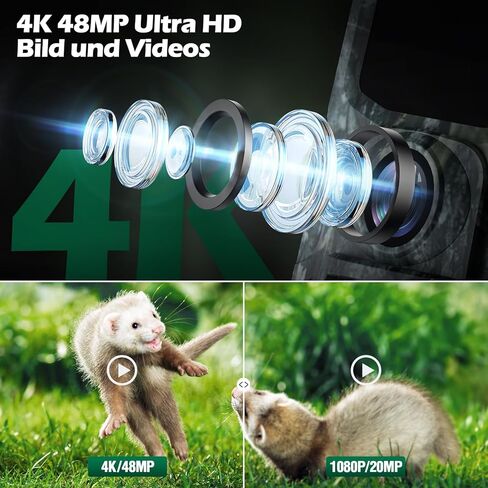 كاميرا VOOPEAK ذات اللوحة الشمسية بدقة 4K بدقة 48 ميجابكسل، كاميرا ألعاب، كشف الحركة بالأشعة تحت الحمراء للرؤية الليلية IP66 مقاومة للماء بزاوية واسعة 120 درجة لمراقبة الحياة البرية in Kuwait