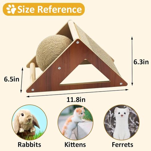 لعبة Fhiny Rabbit Scratch Toy Natural sisal Interactive Bunny Claw Scratch للقطط في الأماكن المغلقة، أرنب لطيف على شكل جزرة للخدش للقطط الصغيرة والأرانب الغينية الخنزير القوارض الشنشيلة in Kuwait