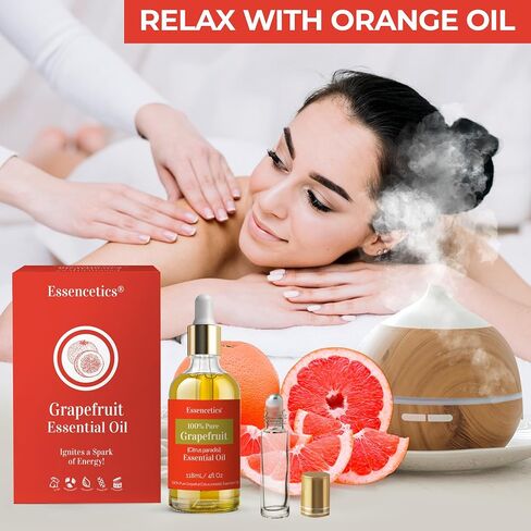 Sweet Orange Essential Oil Blend - 4oz Glass Bottle with Dropper & Roll-On - 100% Pure & Organic - Infused with Olive & Sunflower Oils - Perfect for Aromatherapy, Skin, Massage & Cleaning in Saudi Arabia