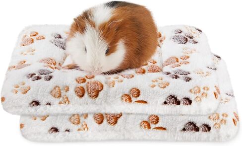 Amakunft 2 Pcs Guinea Pig Bed Mat Washable, Rabbit Winter Bed Pad for Indoor, Warm Small Animal Bed Mattres, Fleece Sleeping Pad for Bunny, Rat, Hedgehog, Squirrel, Chinchilla (Pink Star, Medium) in Kuwait