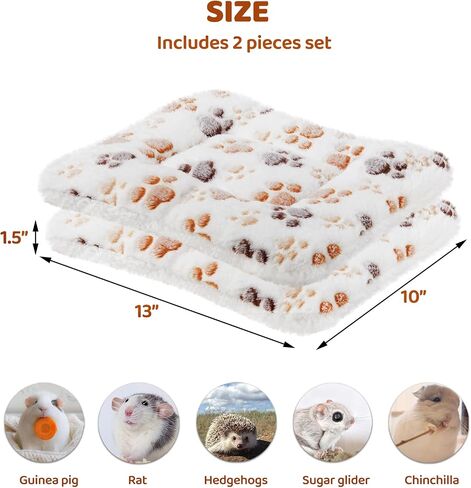 Amakunft 2 Pcs Guinea Pig Bed Mat Washable, Rabbit Winter Bed Pad for Indoor, Warm Small Animal Bed Mattres, Fleece Sleeping Pad for Bunny, Rat, Hedgehog, Squirrel, Chinchilla (Pink Star, Medium) in Kuwait