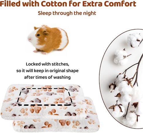 Amakunft 2 Pcs Guinea Pig Bed Mat Washable, Rabbit Winter Bed Pad for Indoor, Warm Small Animal Bed Mattres, Fleece Sleeping Pad for Bunny, Rat, Hedgehog, Squirrel, Chinchilla (Pink Star, Medium) in Kuwait