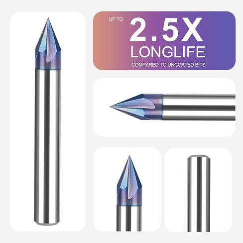 لقمة توجيه أخدود على شكل حرف V مطلية بـ SpeTool TAC 60 درجة، 4 مزامير 1/4 بوصة مطحنة نهاية شطب كربيد عرقوب للنحت والشطب باستخدام الحاسب الآلي in Saudi Arabia