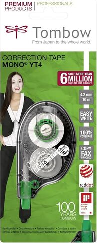 بكرات تصحيح Tombow CT-YT4 مع بكرات جانبية 4.2 مم × 10 م، عبوة من 4 قطع مفردة in Saudi Arabia