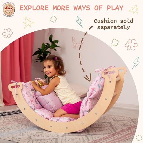 WoodandHearts Set of three items Wooden toys Climbing triangle Montessori Wooden toys Triangle with ramp Activity gym Climbing triangle set (Standard size) in Kuwait