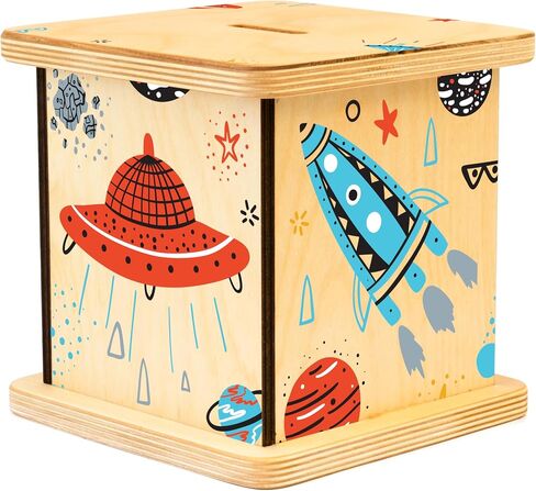 بنك Rocket Ship Piggy Bank، بنك اسم شخصي، بنك عملات خشبية، مصنوع يدويًا في الولايات المتحدة الأمريكية in Kuwait