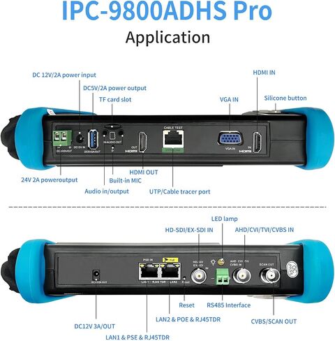 جهاز اختبار CCTV من Rsrteng، IPC-9800CADHS Plus+ جهاز اختبار كاميرا IP 4K بدقة 12 ميجابكسل مع جهاز تتبع الكابل 8 ميجابكسل CVI TVI AHD SDI CVBS جهاز اختبار الكاميرا المحورية 7 بوصة دعم شاشة اللمس H.265 HDMI VGA TDR POE WiFi RS485 IPC Tester in Kuwait