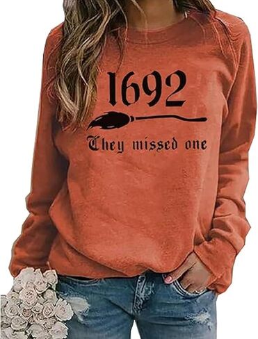 1692 They Missed One Sweatshirt Women Halloween Witch Shirt 1692 Salem Casual Crewneck Long Sleeve Gift Pullover Tops in Saudi Arabia