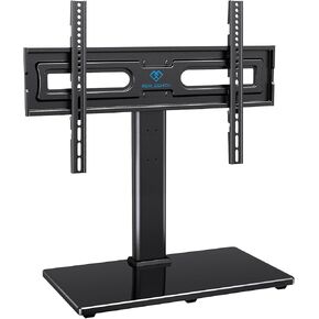 Swivel Universal TV Stand Mount for 37-75 Inch LCD OLED Flat/Curved Screen TVs up to 99lbs-Height Adjustable Table Top TV Stand/Base with Tempered Glass Base & Wire Management, VESA 600x400mm-PSTVS21
