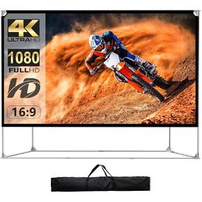 Projector Screen with Stand 100 inch 16:9 HD 4K Outdoor Indoor Projection Screen for Home Theater 3D Fast-Folding Projector Screen with Stand Legs and Carry Bag Projection Movie Wrinkle-Free in Kuwait