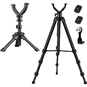 LCNCY Binocular and Shooting Tripod Hunting Rest V Yoke Stand, Spotting Scope Tripod, with Binoculars Adapter and Removable 360° Rotate Fluid Head, Perfect for Binoculars, Hunting, Shooting Tripod