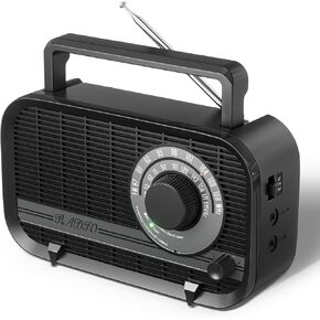 راديو Audiocrazy مع بلوتوث، راديو AM FM محمول، توصيل بالحائط والتشغيل، أو أجهزة راديو تعمل ببطارية AA، أفضل راديو ريترو استقبال مدمج في سماعة رأس شفافة/AUX في جاك in Kuwait