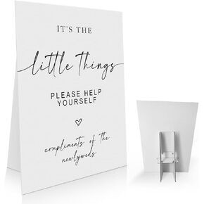 Wedding Bathroom Favors Sign 8x11 Inch, Wedding Bathroom Basket Supplies Sign It's The Little Things Please Help Yourself, Minimalist Wedding Signs, Party Events Basket Supplies Sign-WDS23
