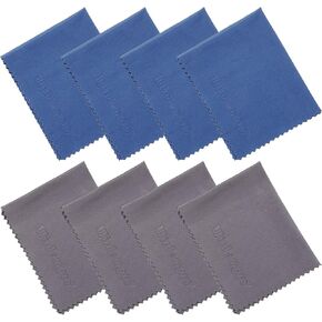 Large 4-Pack Microfiber Cleaning Cloth for Laptop, Computer Screen, Camera, Lens, Eyeglass, Phone, iPhone, iPad, Tablet, LCD TV and Other Delicate Surface(12x8.25, 13.5x8.63 Inches Blue and Grey)