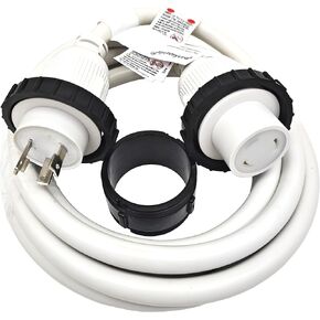 Parkworld RV Shore Power Extension Cord, NEMA L5-30 Twist Lock 30A Extension Cord, Female with Seal Collar, White (50FT)