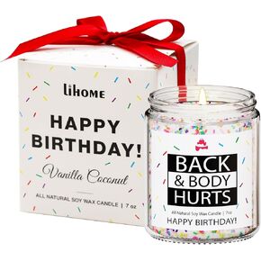 Birthday Gifts for Women Men, Unique Best Friend Birthday Gifts Ideas, Funny Happy Birthday Candle- Back and Body Hurts Candle