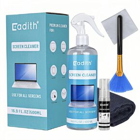 Screen Cleaner Spray Cadith Screen Cleaner Kit- TV Cleaner, Computer Cleaner, for Laptop, Phone, Ipad - Electronic Cleaner - Microfiber Cloth Wipes (8oz Spray)