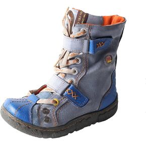 TMA EYES Double-Strape Washed PU Leather Women's Boot With Faux Fur Lining