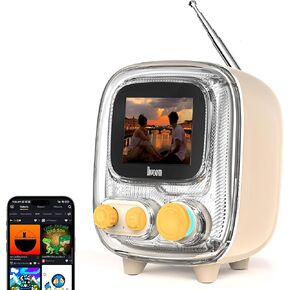 Divoom Tiivoo-2 Retro Bluetooth Speaker with FM Radio,Pixel Art Portable Mini Cute Wireless Small Speaker,Vintage Decor Suitble for Party Office Desk Home Bedroom Kitchen,Pink in Kuwait