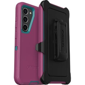 OtterBox Galaxy S23 (فقط) - حافظة سلسلة Defender - سوداء، متينة ومتينة - مع حماية للمنافذ - تتضمن مسند بمشبك الحافظة - عبوة غير مخصصة للبيع بالتجزئة