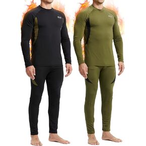 romision Men's Thermal Underwear 2 Pack Sets, Fleece Lined Warm Long Johns, Soft Base Layer Top and Bottom for Hunting