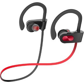 Bluetooth Headphones, Deep Bass Wireless Running Headphones w/16 Hrs Playtime, Bluetooth Earbuds in-Ear w/Earhooks, IPX7 Waterproof Sports Earphones with Microphone for Calls (Two Black Headphones)