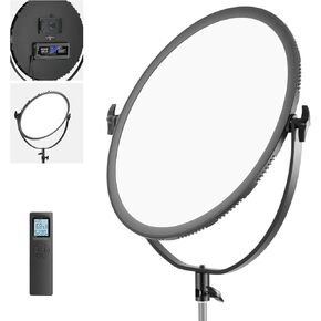 Neewer LED Bi-Color Studio Round Lighting, Ultra Thin Studio Edge Flapjack Light, 18''/45.5cm 70W Dimmable Portrait Light with AC Adapter/2.4G Wireless Remote (Battery/Light Stand Not Included)