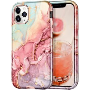 Btscase for iPhone 16 Plus Case (2024),[Military Grade Drop Tested] Marble Pattern Design Slim Rugged Shockproof Women Girls Men Protective Anti-Scratch Cover for iPhone 16 Plus, All Rose Gold