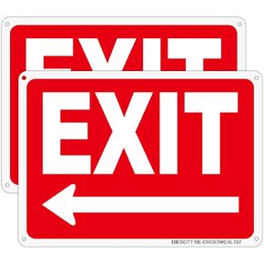 Exit Sign 2 Pack, 10x7 Inches Aluminum Metal Exit Sign, UV Protected, Durable, Weatherproof, Easy to Install, Indoor/Outdoor Use