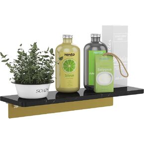 Marble Floating Shelves for Wall, Sturdy Modern Bathroom Shelf Organizer, White and Gold Polished Shower Shelf, Rustic Shelf for Bathroom, Shower Room, Living Room, Kitchen, Bedroom