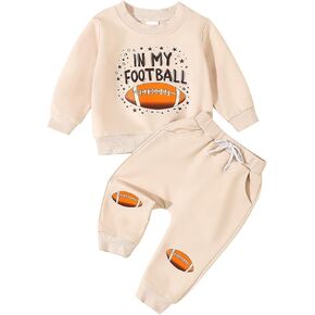 Infant Baby Boy Outfits Football Print Sweatshirt Top with Elastic Pant 2Pcs Toddler Fall Winter Clothes Set