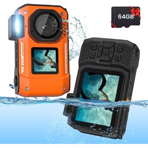 8K 70MP Digital Camera with 64G Card 33FT Underwater Camera Waterproof Camera Rugged Dustproof Shockproof for Snorkeling 18X Zoom Autofocus Selfie Dual-Screen Camera Snorkeling Point and Shoot Camera