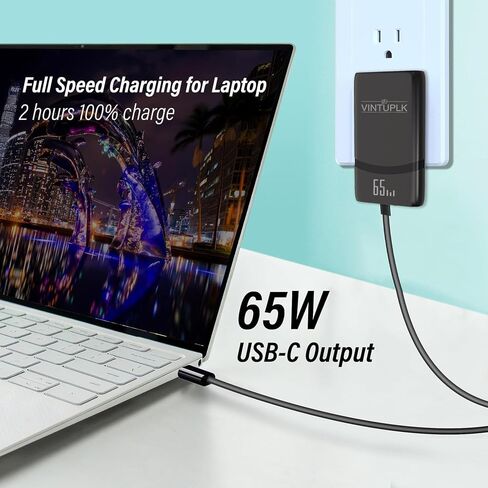 شاحن USB c بقدرة 65 وات، شاحن حائط USB نحيف مع منافذ USB-C وUSB-A، شاحن سريع قابل للطي مع GaN PD3.0&PPS، لجهاز MacBook Pro/Air iPad Pro، iPhone 16/Pro، Galaxy S23/Note 20، Pixel و المزيد (أبيض) in Kuwait