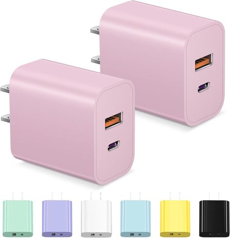 [3 عبوات] كتلة شاحن حائط USB C 【معتمد من Apple MFi 】 محول طاقة PD مزدوج المنفذ كتلة شحن سريعة لهاتف iPhone 14/14 Pro/14 Pro Max/14 Plus/13/12/11، XS/X، iPad، Google Pixel وسامسونج جالاكسي والمزيد in Kuwait