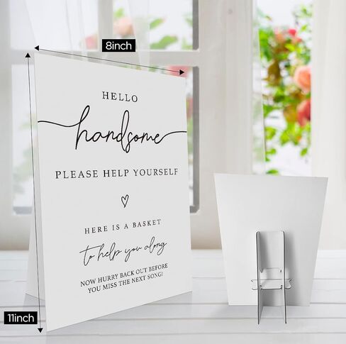 Wedding Bathroom Favors Sign 8x11 Inch, Wedding Bathroom Basket Supplies Sign It's The Little Things Please Help Yourself, Minimalist Wedding Signs, Party Events Basket Supplies Sign-WDS23 in Saudi Arabia