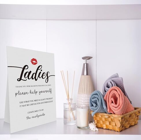 Wedding Bathroom Favors Sign 8x11 Inch, Wedding Bathroom Basket Supplies Sign It's The Little Things Please Help Yourself, Minimalist Wedding Signs, Party Events Basket Supplies Sign-WDS23 in Saudi Arabia