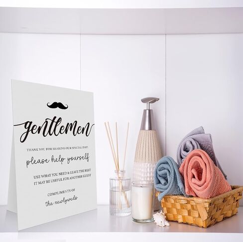 Wedding Bathroom Favors Sign 8x11 Inch, Wedding Bathroom Basket Supplies Sign It's The Little Things Please Help Yourself, Minimalist Wedding Signs, Party Events Basket Supplies Sign-WDS23 in Saudi Arabia