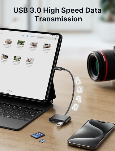 SD Card Reader with USB 3.0 Port & Charging Port | JSAUX 4-in-1 USB C to Micro SD Memory Card Reader | Support SD, Micro SD, SDXC, SDHC, MMC Compatible with iPad Pro, MacBook Pro/Air, Galaxy S8 to S23 in Kuwait