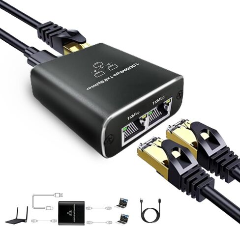 Gigabit Ethernet Splitter High Speed, 1000Mbps Either Ethernet Splitter 1 to 3-3 Devices Simultaneous Networking, Internet Splitter Adapter with USB Power Cable,RJ45 Splitter for Cat 5/6/7/8/5e Cable in Saudi Arabia