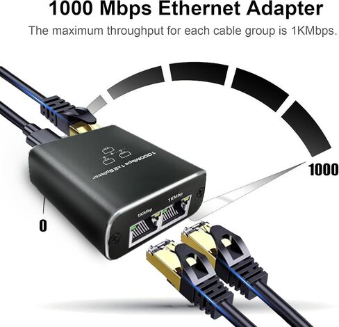 Gigabit Ethernet Splitter High Speed, 1000Mbps Either Ethernet Splitter 1 to 3-3 Devices Simultaneous Networking, Internet Splitter Adapter with USB Power Cable,RJ45 Splitter for Cat 5/6/7/8/5e Cable in Saudi Arabia