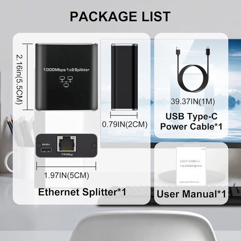 Gigabit Ethernet Splitter High Speed, 1000Mbps Either Ethernet Splitter 1 to 3-3 Devices Simultaneous Networking, Internet Splitter Adapter with USB Power Cable,RJ45 Splitter for Cat 5/6/7/8/5e Cable in Saudi Arabia