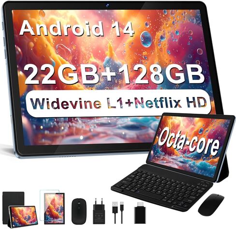 أحدث جهاز لوحي Android 14 لعام 2024، توسيع 22 جيجا+128 جيجا/1 تيرابايت، أجهزة لوحية مقاس 10 بوصات مع بطارية 8000 مللي أمبير في الساعة، ثماني النواة، نظام تحديد المواقع العالمي (GPS)، شاشة مقسمة، فتح القفل بالوجه، جهاز لوحي 2 في 1 مع لوحة مفاتيح وماوس وحاف in Saudi Arabia