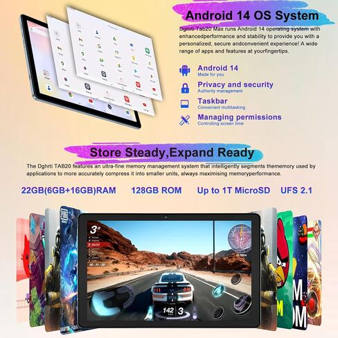 أحدث جهاز لوحي Android 14 لعام 2024، توسيع 22 جيجا+128 جيجا/1 تيرابايت، أجهزة لوحية مقاس 10 بوصات مع بطارية 8000 مللي أمبير في الساعة، ثماني النواة، نظام تحديد المواقع العالمي (GPS)، شاشة مقسمة، فتح القفل بالوجه، جهاز لوحي 2 في 1 مع لوحة مفاتيح وماوس وحاف in Saudi Arabia